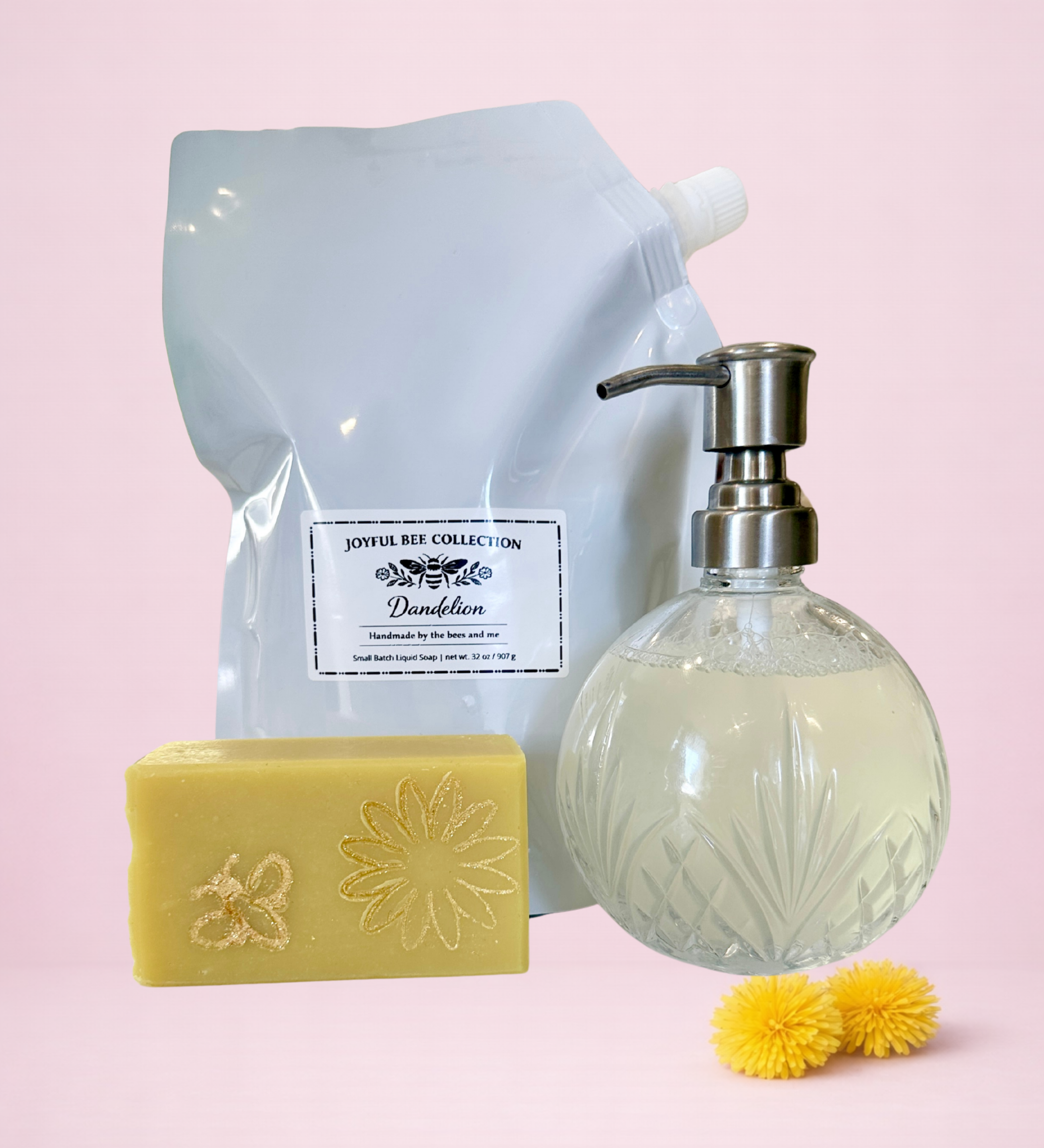 Dandelion collection of liquid and bar soaps
