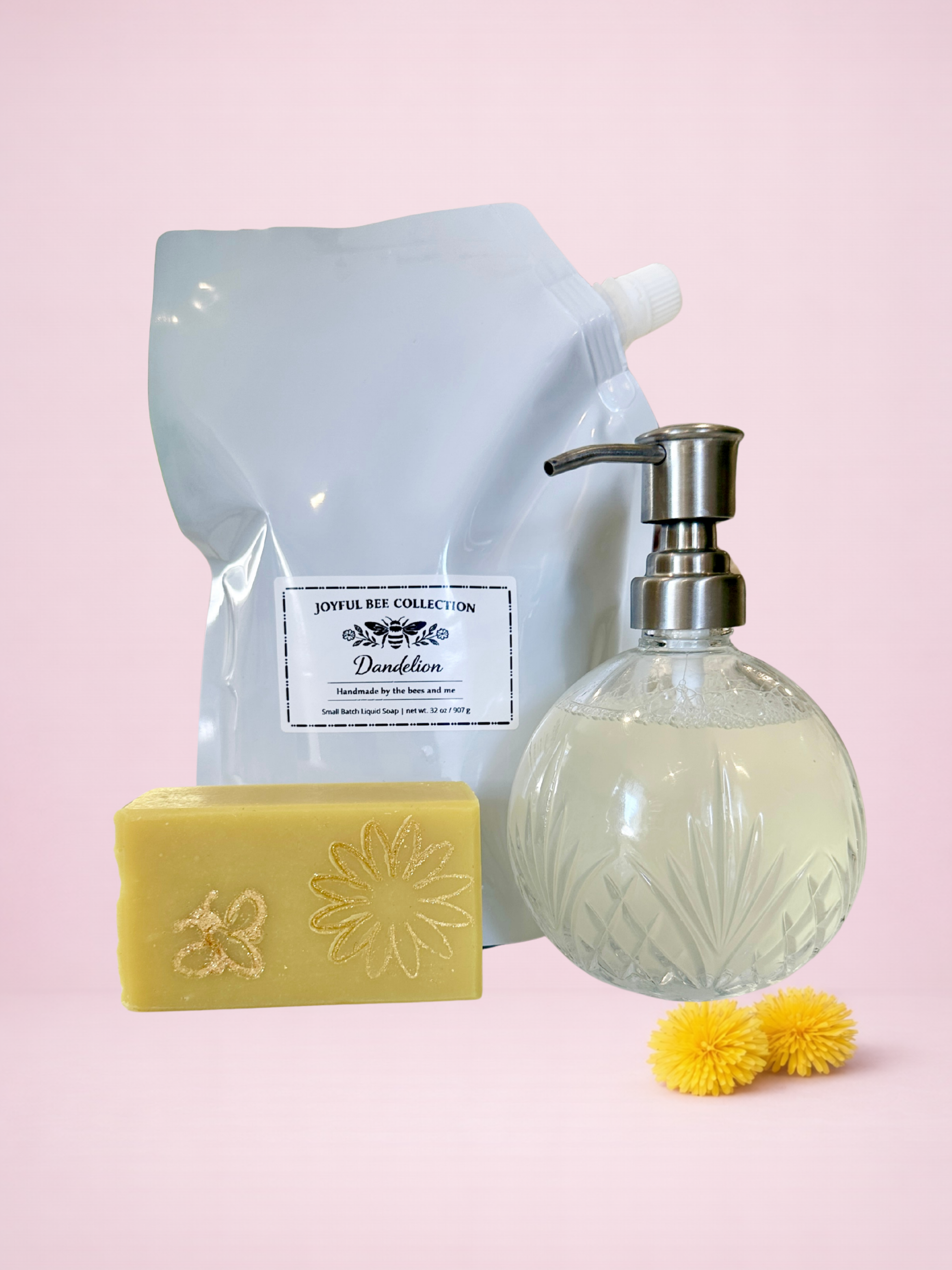 Dandelion collection of liquid and bar soaps