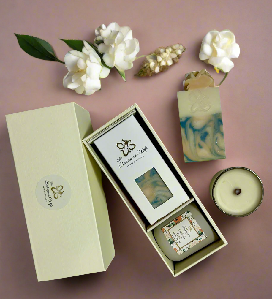 Gardenia Peach Soap & Candle Gift Box - Beekeepers.Wife