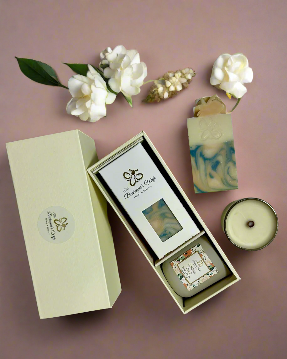 Gardenia Peach Soap & Candle Gift Box - Beekeepers.Wife