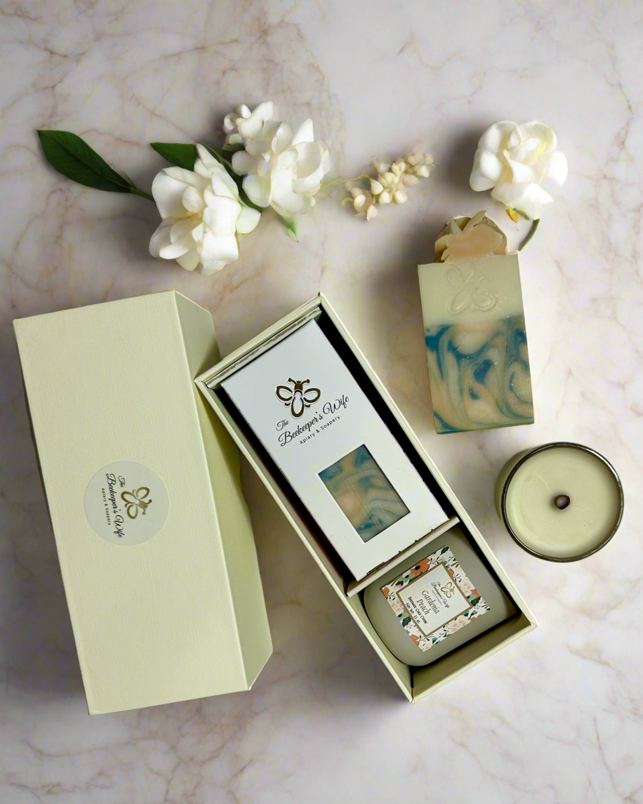 Gardenia Peach Soap & Candle Gift Box - Beekeepers.Wife