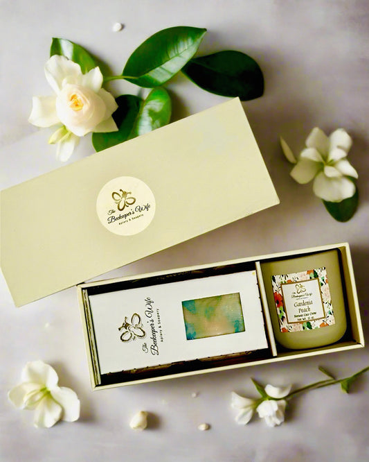 Gardenia Peach Soap & Candle Gift Box - Beekeepers.Wife