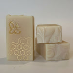 Decorative soap with honeycomb pattern on a white surface