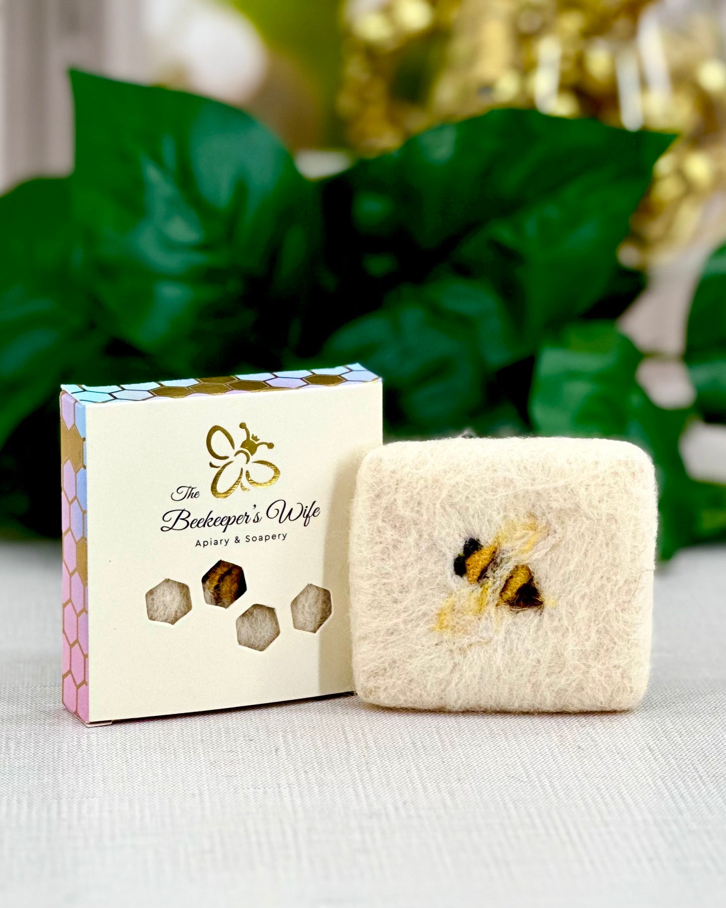 Honey Bee Fiber Art Felted Soap