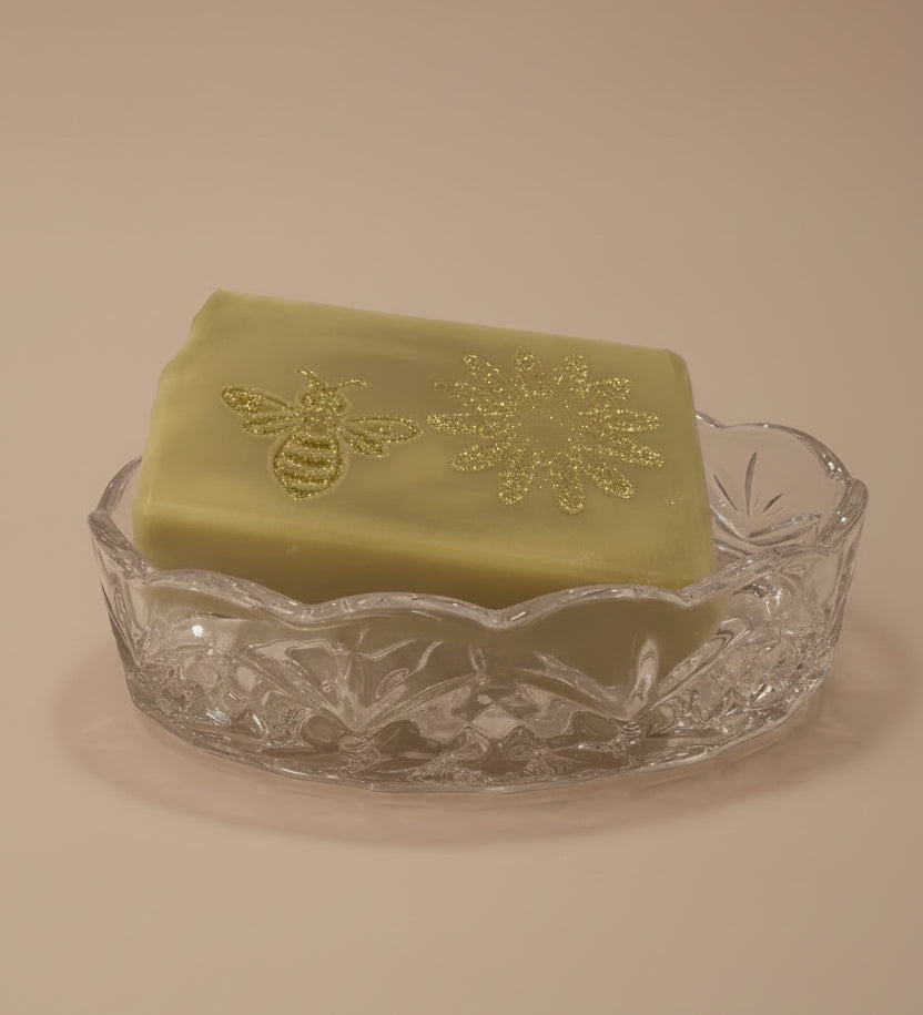 Lemongrass Soap in a Crystal Soap Dish