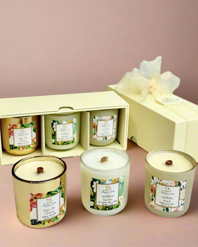 Cozy Floral Wood Wick Candle Trio - Beekeepers.Wife