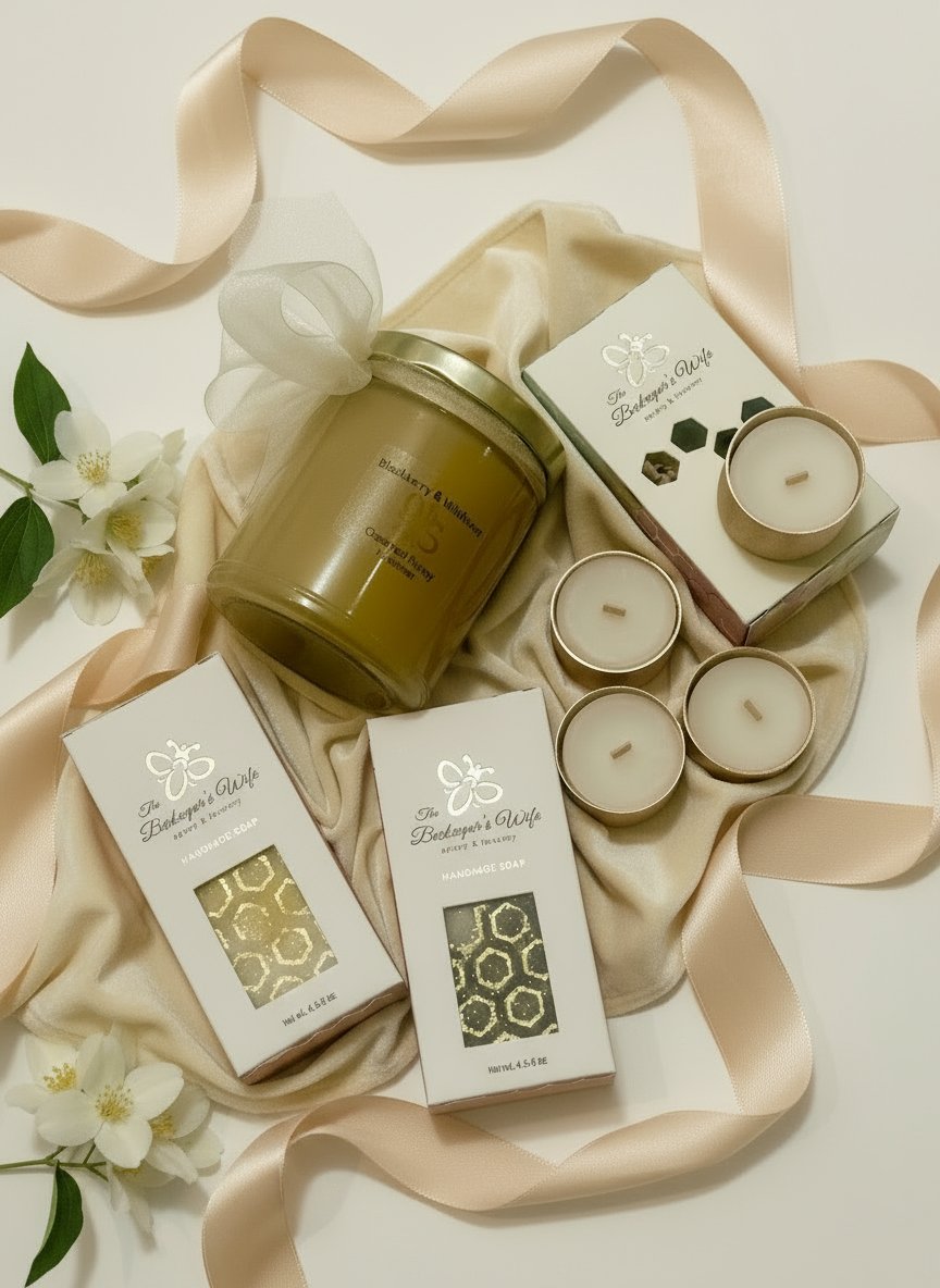 Hive Gift Box - Creamed Honey, Tealights and Designer Soaps - The Beekeeper's Wife