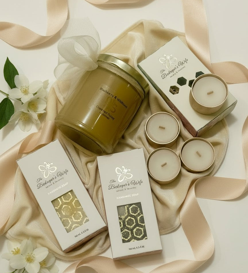 Hive Gift Box - Creamed Honey, Tealights and Designer Soaps - The Beekeeper's Wife