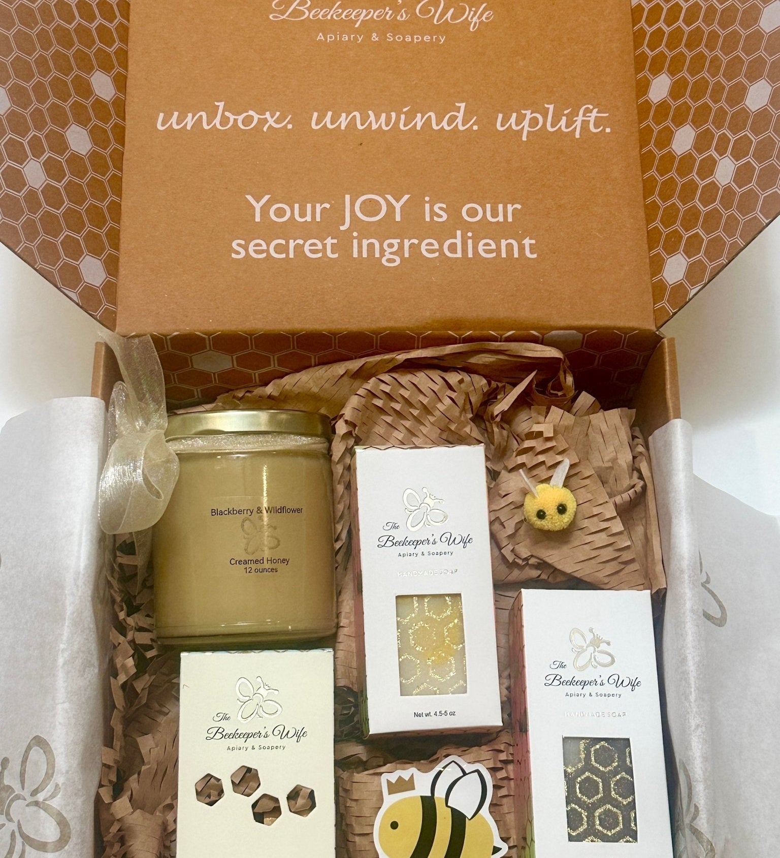 Hive Gift Box - Creamed Honey, Tealights and Designer Soaps - The Beekeeper's Wife