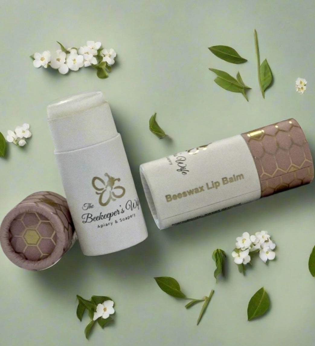Raw Beeswax Lip Balms - Plastic Free Tubes - The Beekeeper's Wife